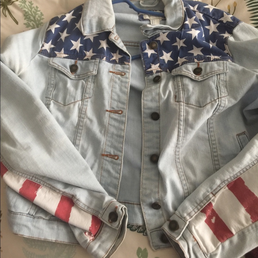 Forever 21 American Flag denim jacket